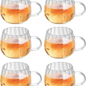 Kaffeetassen Gläser Kürbis Set 6er mit Henkel für Herbstteilkaffee Heißgetränke Spülmaschinenfest (-transparent)
