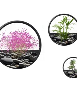 Outsunny 3er-Set Stahl Wand-Blumentöpfe Schwarz für Sukkulenten Kakteen Garten Wohnzimmer