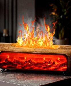 Ultraschall Luftbefeuchter Aromatherapie Öle Diffusor für Zuhause und Büro mit LED Kamin Licht in 7 Farben & Timer