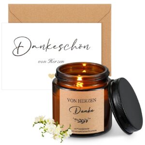 Dankschön Geschenk Set Jasmin Sojawachs Duftkerze für Frauen und Kinderzimmer