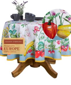 Maison d'Hermine Giverny Baumwoll Tischdecke, 100 % Natur, für Küche und Esszimmer, Frühjahr-Sommer-Design, Party-Hochze