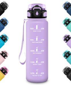 HoneyHolly Trinkflasche 0,5/1/1,5 Liter Auslaufsicher mit Zeitmarkierung für Fitness Wandern