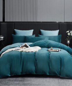 Winter Bettwäsche Plüsch Kaschmir Flanell Warm Petrol Blau 135x200cm mit 2 Kissen OEKO-TEX