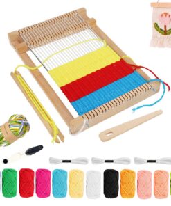Kinder Webrahmen Set + DIY Holz Webrahmen 29x19cm + Anfänger + für Kinder 4-12 Jahre + zum Weben und Gestalten + 12 Farb