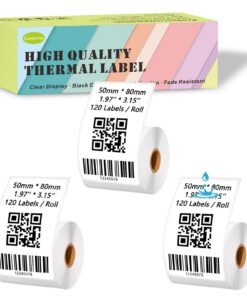 Thermo-Etiketten komplex: Phomemo M110 & Supvan T50M Pro kompatibel, 120 Stück, weiss, 50 mm x 80 mm, 120 Stück