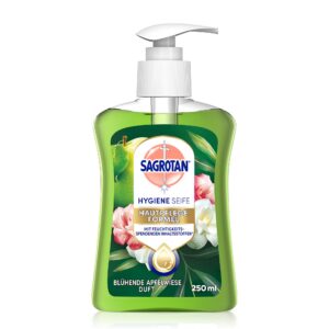 Sagrotan Feuchtigkeitsspendende Handseife Blühende Apfelwiese - Bakterienabwehr für die ganze Familie - 1 x 250 ml