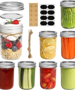ComSaf 240ml Mason-Jar-Vorratsgläser 8 Stück für Lebensmittel, Overnight Oats und Marmelade mit Schraubdeckel