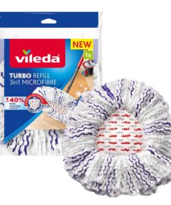 Vileda Turbo 3in1 EasyWring&Clean Wischmopp Ersatzköpfe - Hartboden-Reinigung mit Kraftfasern, ideal für Vileda Turbo Se