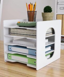 PUNCIA A4 Dokumentenablage 5 Ablagefächer PVC Schreibtisch Organizer für Büro Home Office