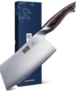 HOSHANHO Scharfes 18cm Profi Hackmesser für Küche und Restaurant mit Edelstahl und Ergonomischem Griff