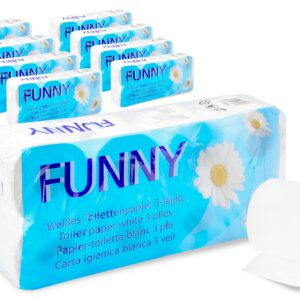Funny Toilettenpapier 72 Rollen / 250 Blatt | PREMIUM-QUALITÄT, 3-lagig, Zellstoff, hochweiß | Vorratspack | besonders w