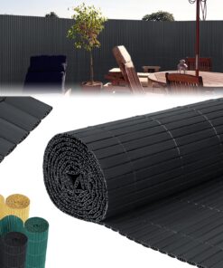 PVC Sichtschutzmatte Anthrazit, 6 x 0,9 m (L x B), Balkonverkleidung und Umrandung, verstärkte Lamellen, Garten- und Bal