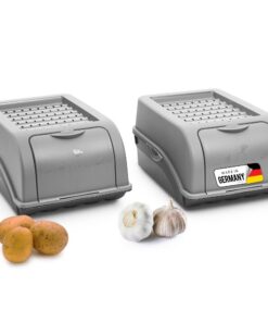 Novaliv Kartoffel Aufbewahrungsbox 2x Klein 3,5L Grau | Stapelbare Zwiebelbox & Gemüsebox | Frischhaltedose für Kartoffe