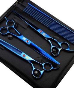 Professionelles Fellscheren-Set Purple Dragon für Hund und Katze, 20,3 cm, Titan, effilier- und gebogene Scheren mit Tas