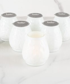 HOFER 6 x Bistro-Licht milchweiß für Outdoor-Use | Hochwertige Kerze im Glas | Deko für Gartenparty im Adventmarkt