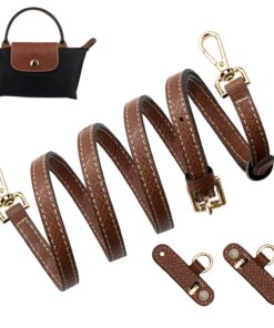 SOPROM Schultergurt für Longchamp Tasche Damen | Leder & Replacement Strap-kit (11 mm x Brauntón & Gold)