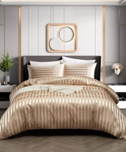 Freyamy Glatt Glanzsatin Bettwäsche Set - Luxus Khaki Seiden Bettbezüge & Kissenbezüge 200x220 cm Glänzend Einfarbig Rei