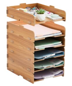 Ablagefächer Stapelbar Holz 6 STÜCK A4 Büro Schreibtisch Organizer