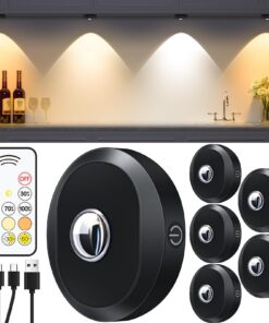 USB Akku Betreute LED Spots für Rund Schrankbeleuchtung | Fernbedienung mit Dimmbarer LED Spots für Vitrinenbeleuchtung