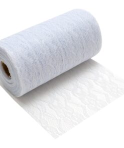 100% Mosel Tischläufer Spitze, Reinweiß (15 cm x 25 m), zartes Tischband für Hochzeit und Taufe, Festliche Dekoration