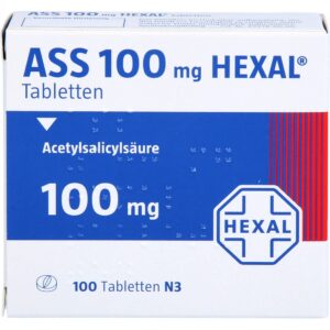 ASS 100 Hexal Tabletten für Erwachsene bei Kopfschmerzen und Erkältungen -beschwertes Hals- und Nasenfell - 100 Stmanın