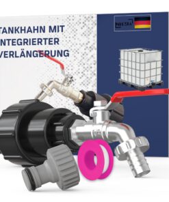IBC Tankhahn 1000L 1/2 S60X6 mit Integrierter Verlängerung - Ideal für IBC Tanks - Speziell für deutsche IBC Tankanschlü
