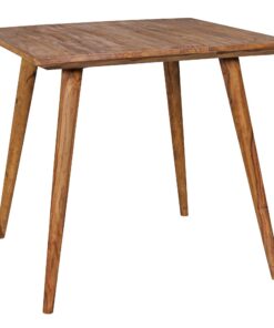 FineBuy Rustikaler Holztisch im Landhausstil – quadratisch 80cm Sheesham Massivholz, Design Esszimmertisch für 4 Persone