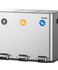 Lovewind 3 x 15 l Recyclingeimer - Soft-Close-Deckel und Pedale inklusive, ideal für Home und Office, robust Stahl-Innen