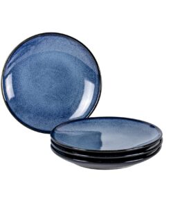 UNICASA Porzellan Speiseteller 4 Personen Vintage Blau - Spülmaschinenfestes Geschirr, 20 cm, Set 4-tlg Tafelservice, Sp