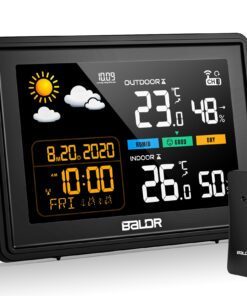 Funkwetterstation mit Außensensor + Wettervorhersage + Digital Farbdisplay Schwarz