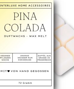 Interluxe Pina Colada Duft Melt - duftendes Wachs 100% pflanzlich - relaxend im Wohnzimmer | Interluxe Duftmelt Wachswü