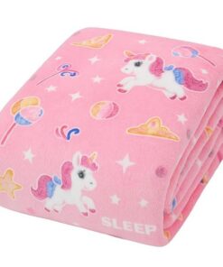 Kinder Kuscheldecke 150x200 cm - Nachtleuchtende Plüschdecke mit Einhorn für Mädchen & Jungen | OEKO-TEX Standard 100 |