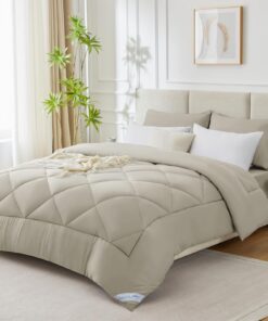 WAVVE Warme Bettdecke 135x200 cm für Winter, weiche Steppbettdecke 450gsm, Beige WAVVE Winterdecke 135x200 cm, warme M