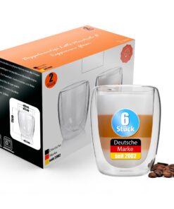 BigDean doppelwandige Latte Macchiato Gläser – Kristallgläser für Kaffee, 300 ml, perfekt für Einzahlungen, Hochwertige