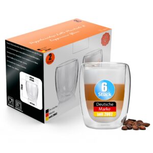 BigDean doppelwandige Latte Macchiato Gläser – Kristallgläser für Kaffee, 300 ml, perfekt für Einzahlungen, Hochwertige