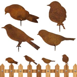 SUPRROW Vögel Gartenstecker Rost Deko Outdoor Herbstdeko,4 Roste Metall Gartendeko,Vögel Rost Deko Gartendeko Outdoor Me