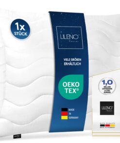 LILENO HOME Allergiker Kopfkissen 80x80 –едьmer, 95°C waschbar, Oeko-Tex & Made in DE – für das beste Schlafserenity – H