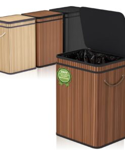80 Liter Bambus Mülleimer mit Deckel - Premium Walnuss 40x30x60 cm für Küche & Outdoor