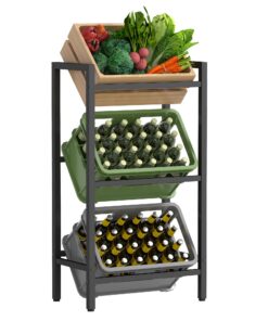 SONGMICS Getränkekistenregal - 3 Ebenen - Jede Ebene 150 kg belastbar - Für Küche, Wohnzimmer, Garage - Tintenschwarz -