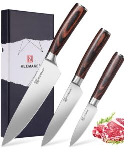 Profi Kochmesser Set KEEMAKE 3-teilig | KEEMAKE Messerset Küchenmesser 18cm Edelstahl | KEEMAKE 3-teiliges Messerset Sc