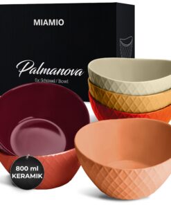 MIAMIO Rot 6 x 800 ml Moderne Schüsseln Matt Bowls Set Palmanova Kollektion