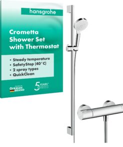 Hansgrohe Crometta Duschset Thermostat Ecostat 27813400 Weiß-Chrom 1001 CL