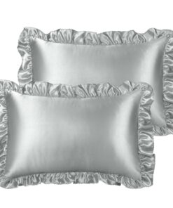 PiccoCasa Anthrazit Satin Kopfkissenbezug 2er Set für Schlafzimmer und Wohnzimmer