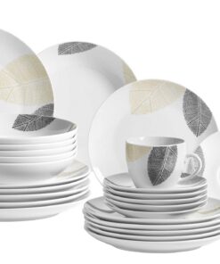 MÄSER 931215 Hübsch dekoriertes Geschirr Set für Hausfrauen in der Küche, 30-tlg Kombiservice, randlose Porzellanformen,