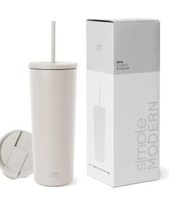 Simple Modern Thermobecher | Trinkbecher mit Strohhalm und Deckel | Geschenke für Frauen und Männer