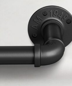 Vorhangstange (Gardinenstange) für Deckenmontage – ausziehbar 76–305 cm, Ø 25 mm, Schwarz, industrieller Stil