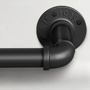 Black Industrial Curtain Rod for Ceiling Mount 76 to 305 cm, 25 mm Diameter, Ausziehbare Industrielle Scheibengardinenst
