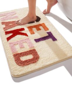 QJHOMO Beige rutschfest Waschbar Badteppichbeitspiel Weiche Mikrofaser Badezimmer Teppich 50x80 cm