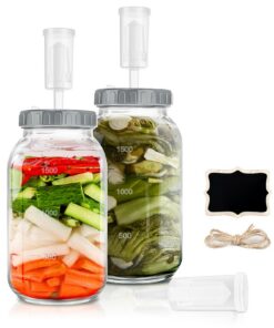 Fermentierglas 2L - Kimchi Behälter mit Luftschleuse, ideal für Sauerkraut und Sauerteigstarter-Gärung | Kefir Glas mit