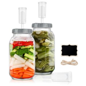 Fermentierglas 2L - Kimchi Behälter mit Luftschleuse, ideal für Sauerkraut und Sauerteigstarter-Gärung | Kefir Glas mit